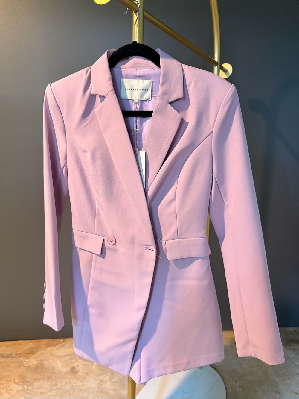 Tailored Lilac Blazer Jacket Dress - Women's Formal Coat